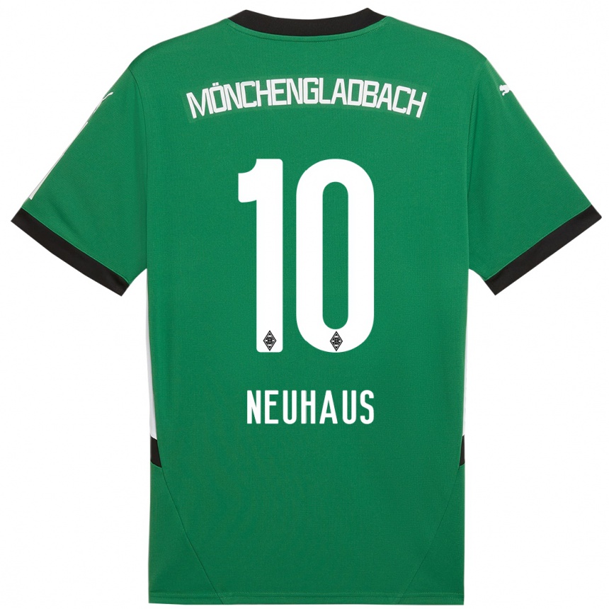 Kids Football Florian Neuhaus #10 Green White Away Jersey 2024/25 T-Shirt