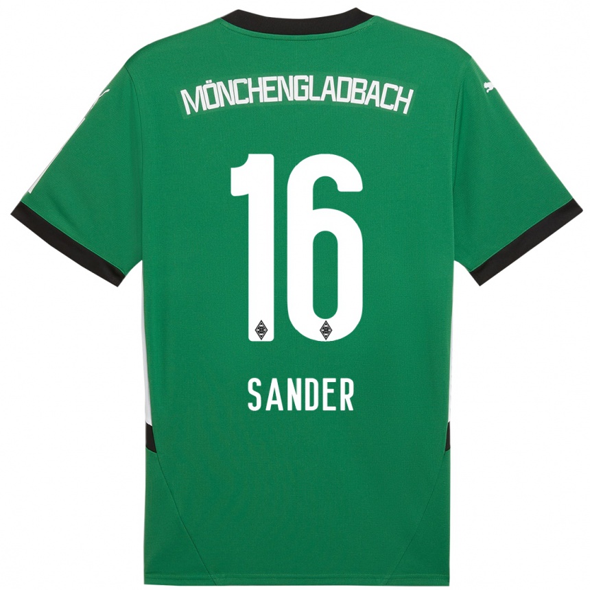 Kids Football Philipp Sander #16 Green White Away Jersey 2024/25 T-Shirt