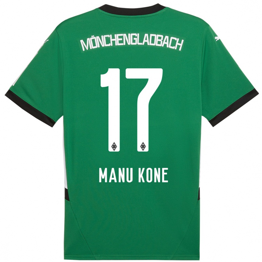 Kids Football Manu Koné #17 Green White Away Jersey 2024/25 T-Shirt