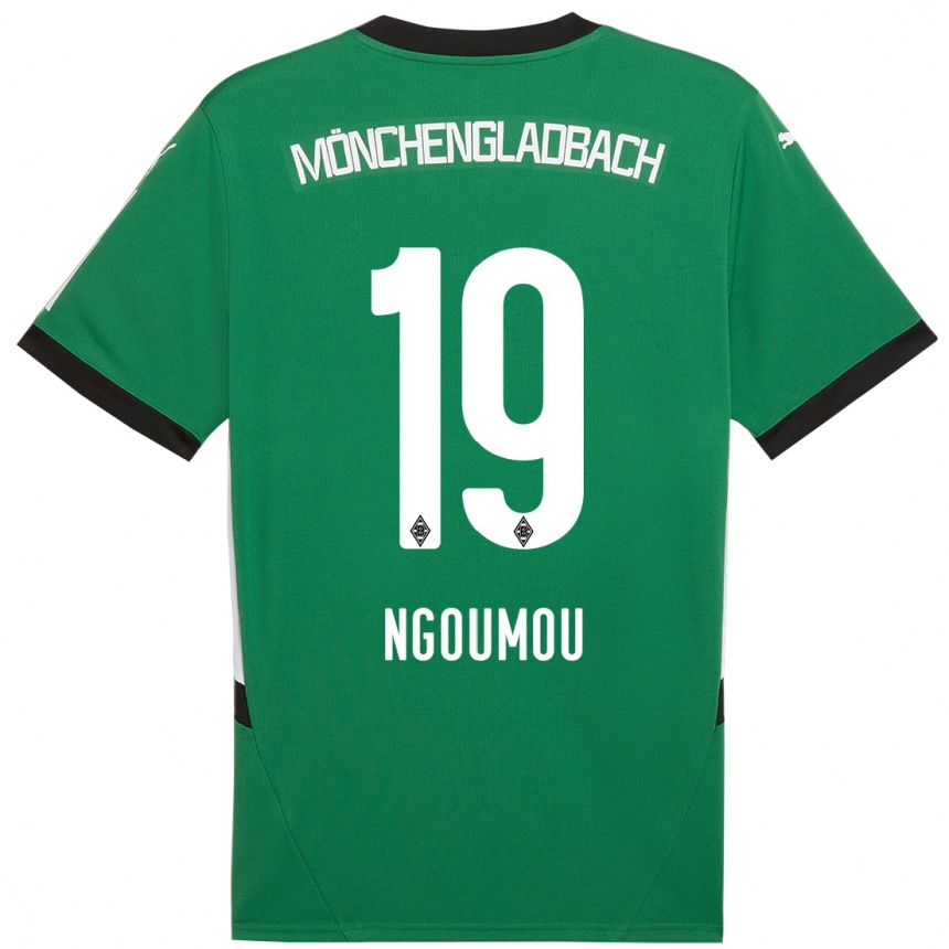 Kids Football Nathan Ngoumou #19 Green White Away Jersey 2024/25 T-Shirt