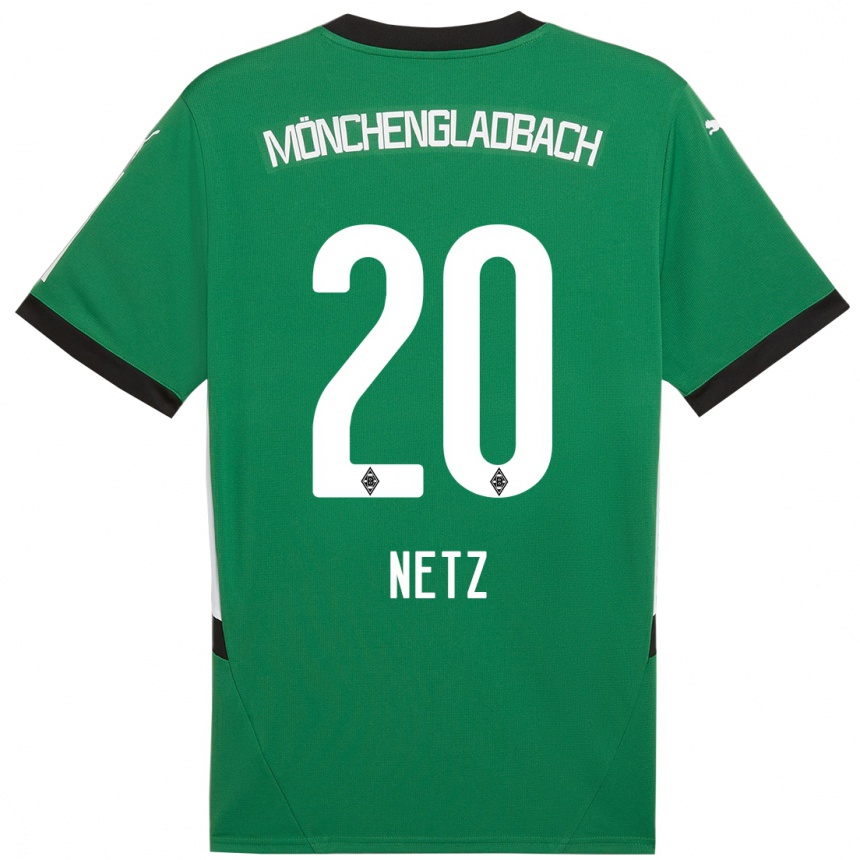 Kids Football Luca Netz #20 Green White Away Jersey 2024/25 T-Shirt