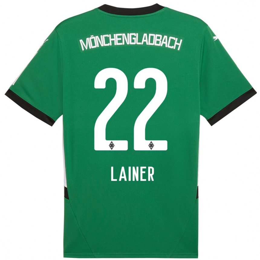 Kids Football Stefan Lainer #22 Green White Away Jersey 2024/25 T-Shirt