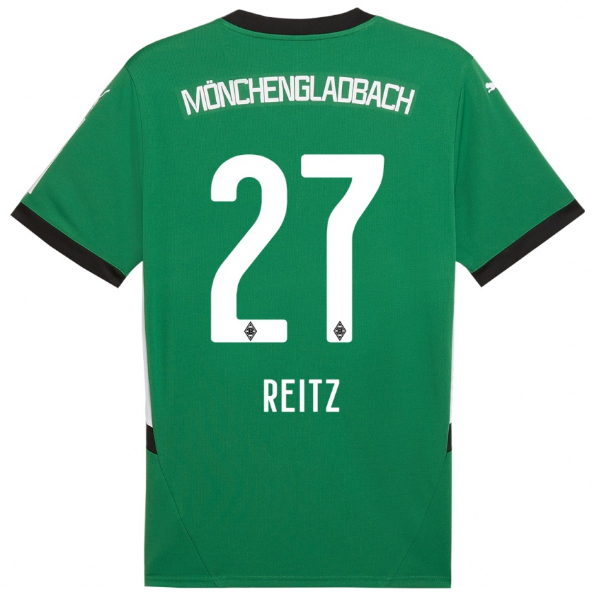 Kids Football Rocco Reitz #27 Green White Away Jersey 2024/25 T-Shirt