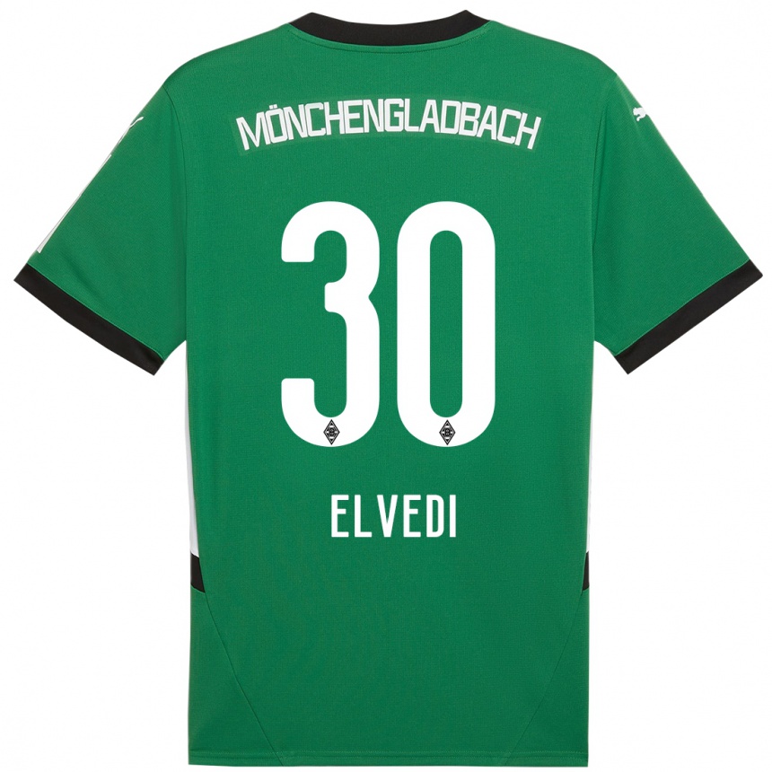 Kids Football Nico Elvedi #30 Green White Away Jersey 2024/25 T-Shirt