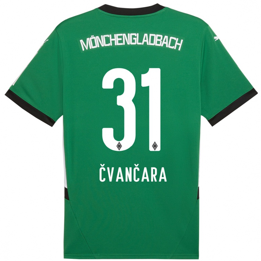 Kids Football Tomas Cvancara #31 Green White Away Jersey 2024/25 T-Shirt