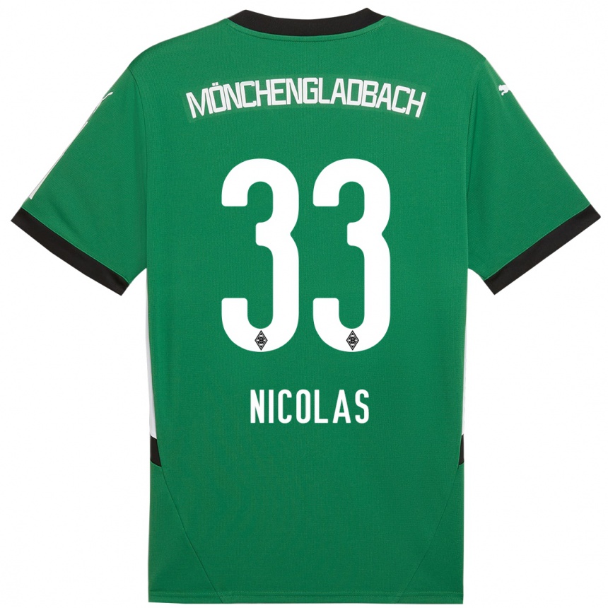 Kids Football Moritz Nicolas #33 Green White Away Jersey 2024/25 T-Shirt