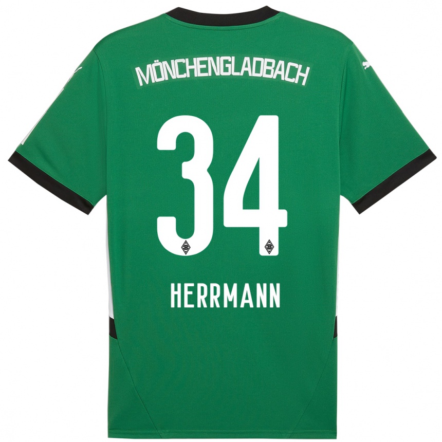 Kids Football Charles Herrmann #34 Green White Away Jersey 2024/25 T-Shirt