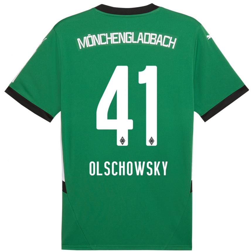 Kids Football Jan Olschowsky #41 Green White Away Jersey 2024/25 T-Shirt