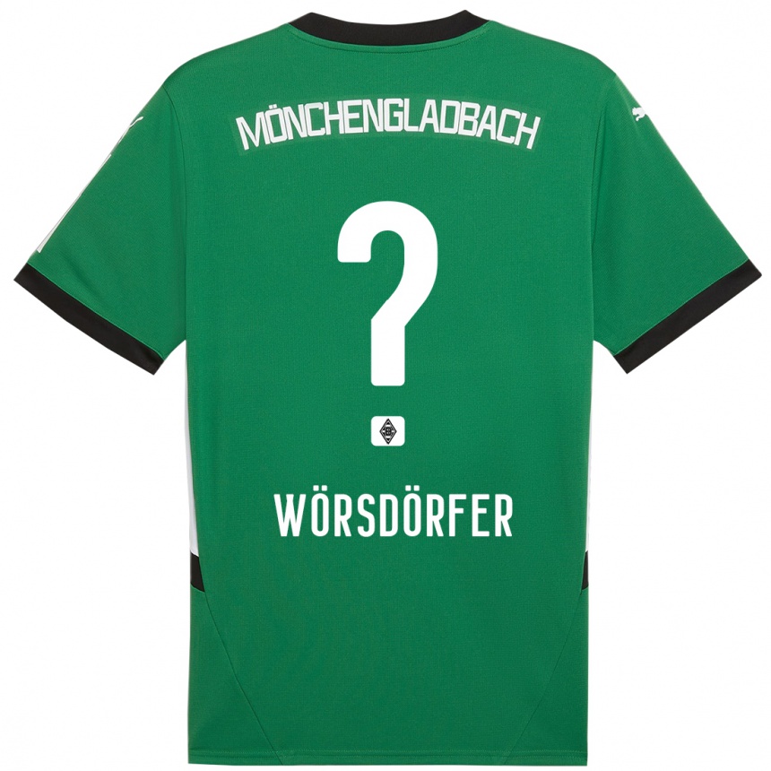 Kids Football Len Wörsdörfer #0 Green White Away Jersey 2024/25 T-Shirt