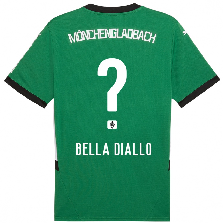 Kids Football Oumar Bella Diallo #0 Green White Away Jersey 2024/25 T-Shirt