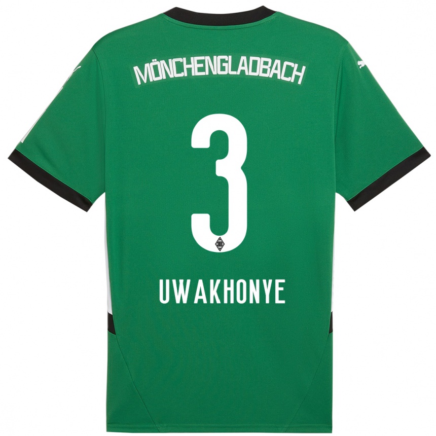 Kids Football Joshua Uwakhonye #3 Green White Away Jersey 2024/25 T-Shirt