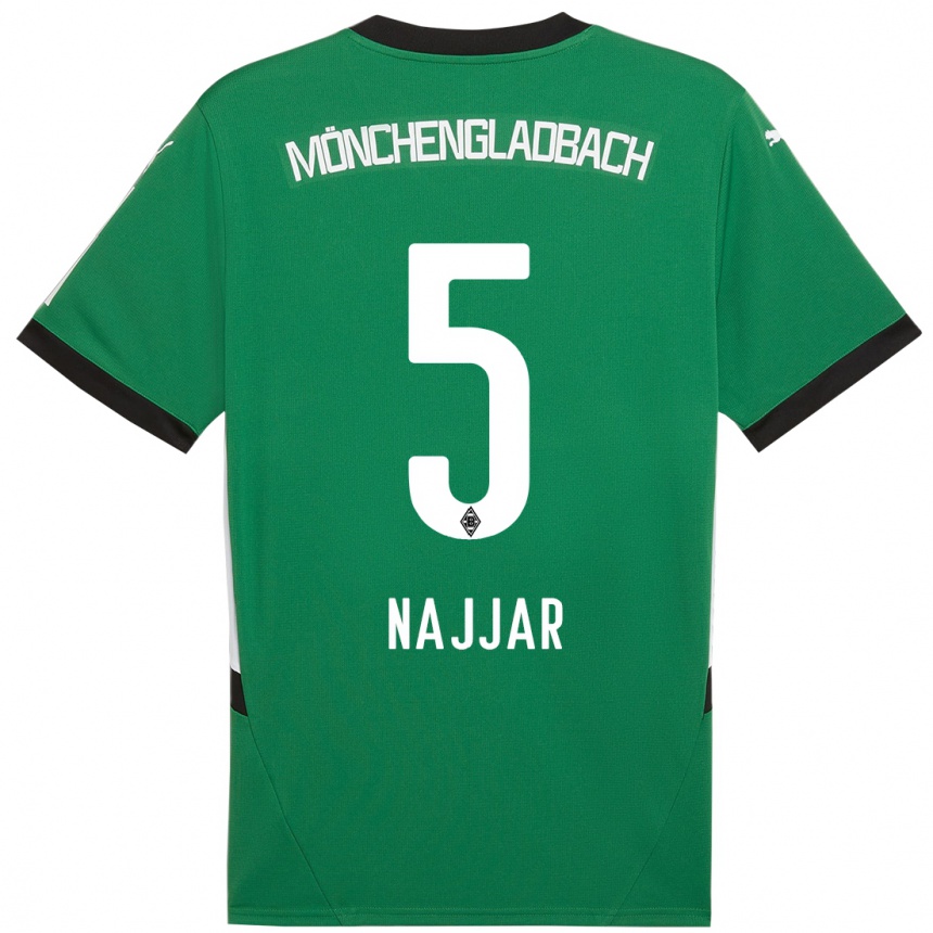 Kids Football Jamil Najjar #5 Green White Away Jersey 2024/25 T-Shirt