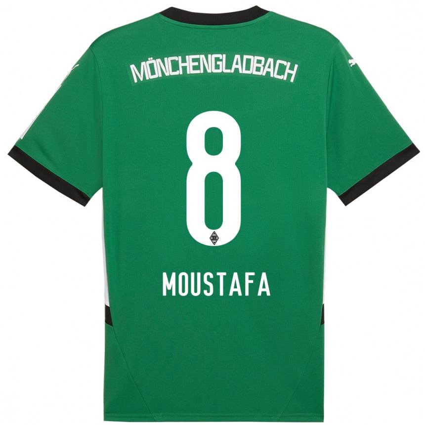 Kids Football Moustafa Ashraf Moustafa #8 Green White Away Jersey 2024/25 T-Shirt