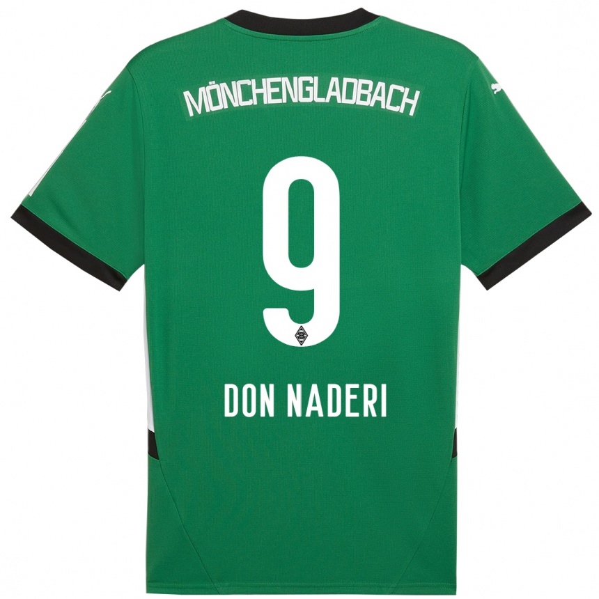 Kids Football Ryan Don Naderi #9 Green White Away Jersey 2024/25 T-Shirt