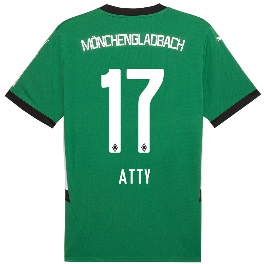 Kids Football Yassir Atty #17 Green White Away Jersey 2024/25 T-Shirt