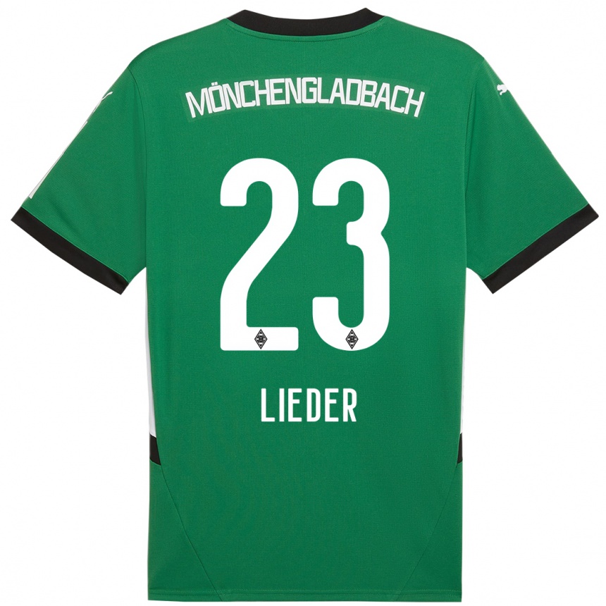 Kids Football Michel Lieder #23 Green White Away Jersey 2024/25 T-Shirt