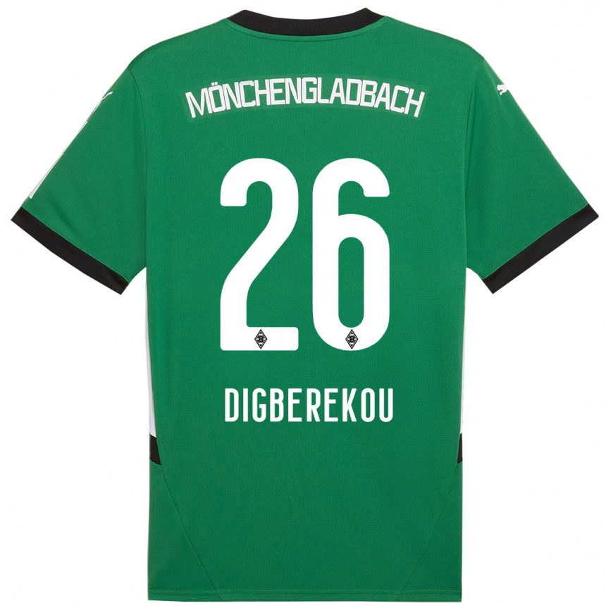 Kids Football Ibrahim Digberekou #26 Green White Away Jersey 2024/25 T-Shirt