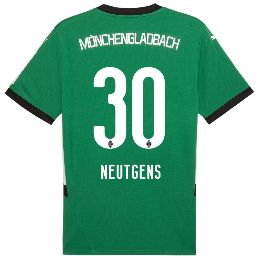 Kids Football Maximilian Neutgens #30 Green White Away Jersey 2024/25 T-Shirt