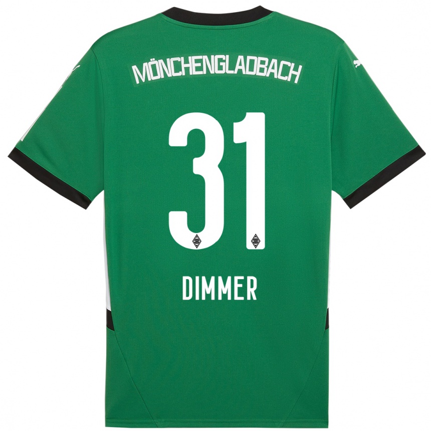 Kids Football Florian Dimmer #31 Green White Away Jersey 2024/25 T-Shirt