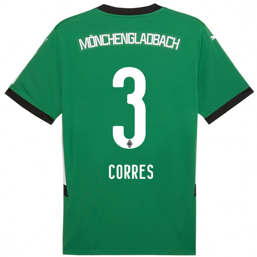 Kids Football Carolin Corres #3 Green White Away Jersey 2024/25 T-Shirt