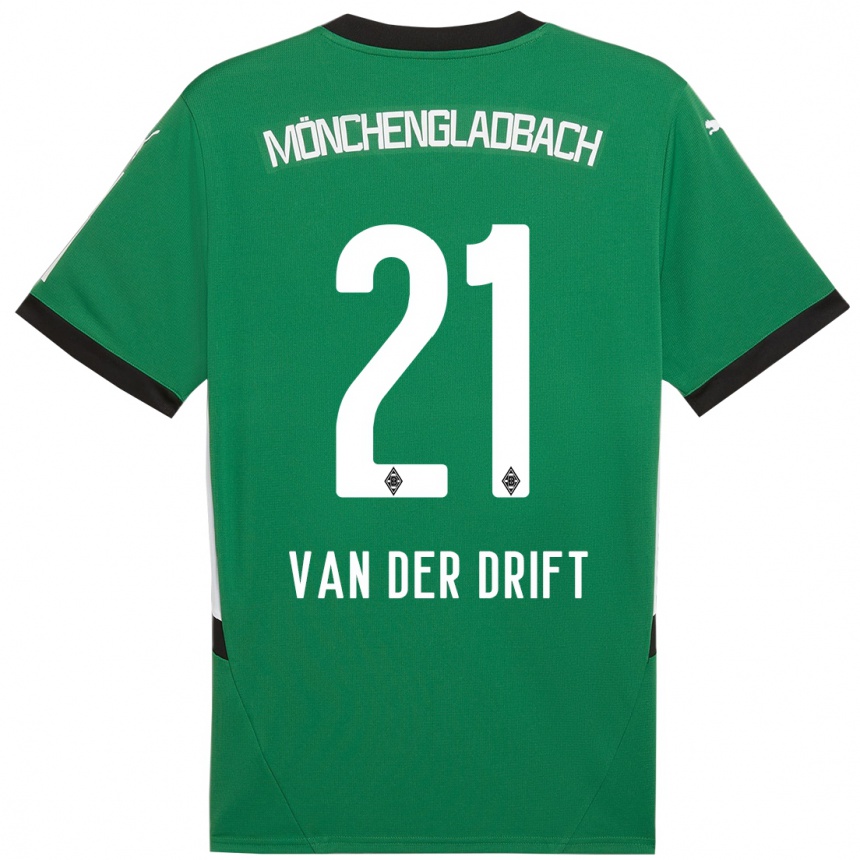 Kids Football Suus Van Der Drift #21 Green White Away Jersey 2024/25 T-Shirt