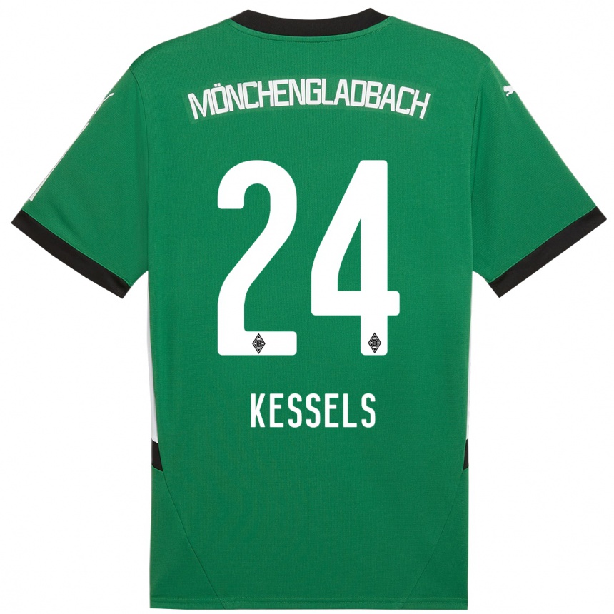 Kids Football Imke Kessels #24 Green White Away Jersey 2024/25 T-Shirt