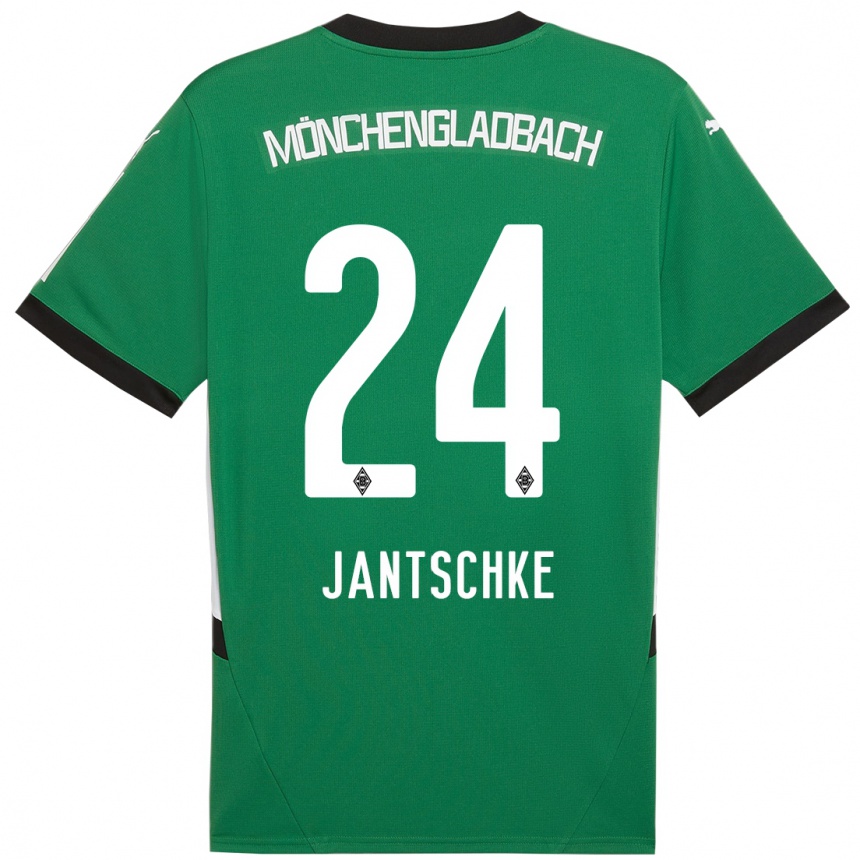 Kids Football Tony Jantschke #24 Green White Away Jersey 2024/25 T-Shirt