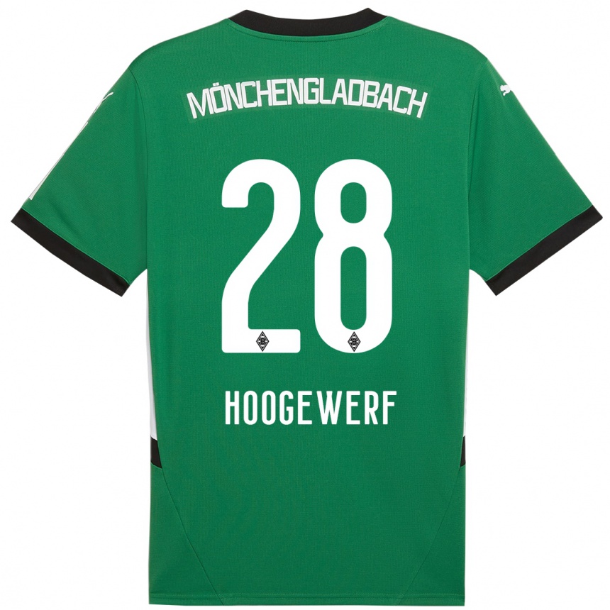 Kids Football Dillon Hoogewerf #28 Green White Away Jersey 2024/25 T-Shirt