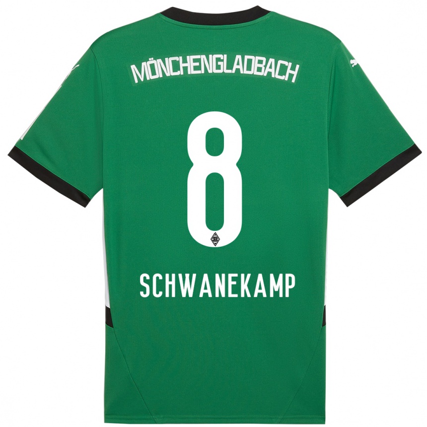 Kids Football Jana Schwanekamp #8 Green White Away Jersey 2024/25 T-Shirt