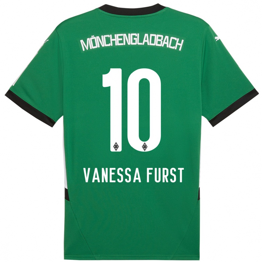 Kids Football Vanessa Fürst #10 Green White Away Jersey 2024/25 T-Shirt