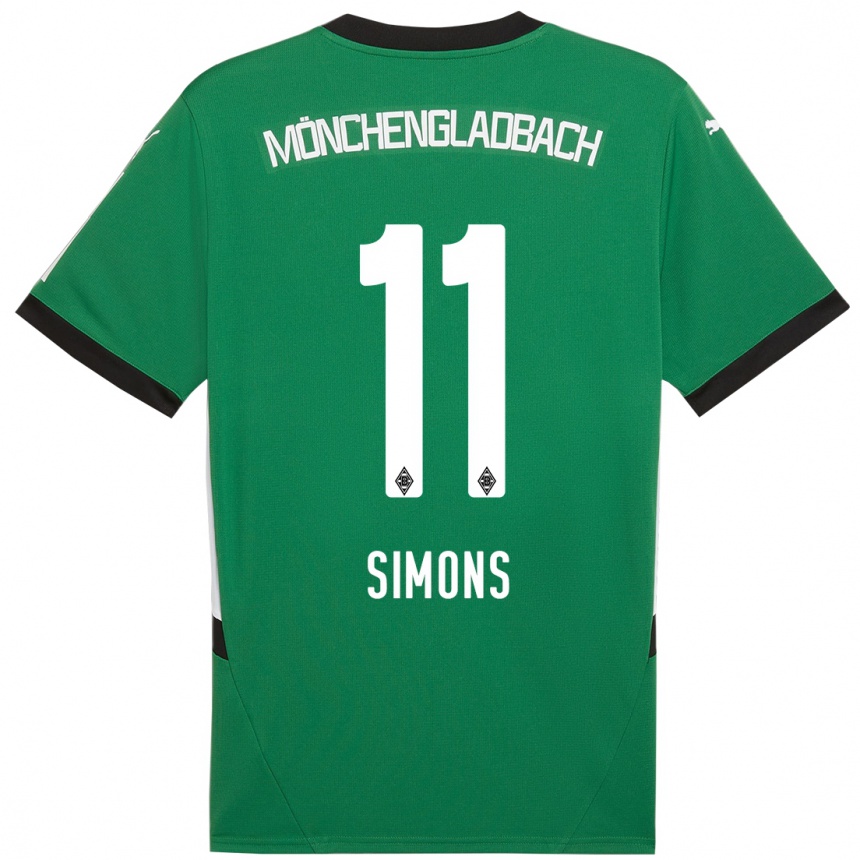 Kids Football Kelly Simons #11 Green White Away Jersey 2024/25 T-Shirt