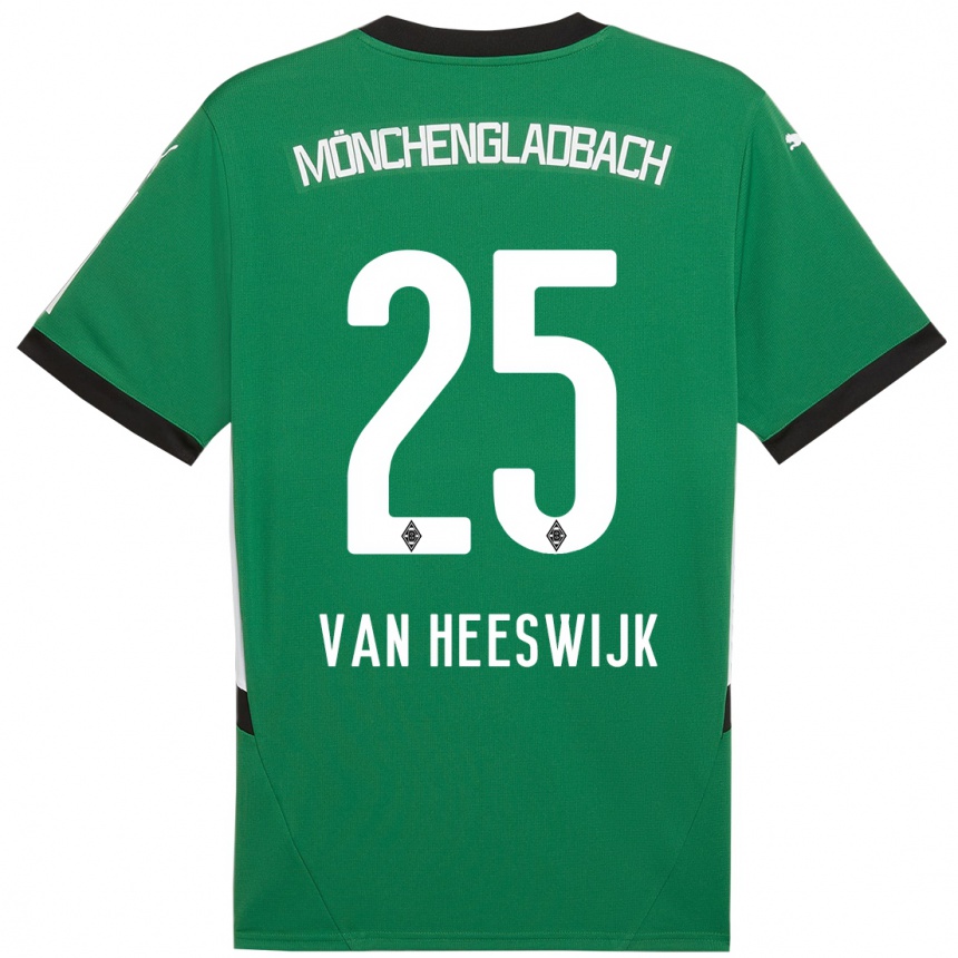 Kids Football Amber Van Heeswijk #25 Green White Away Jersey 2024/25 T-Shirt