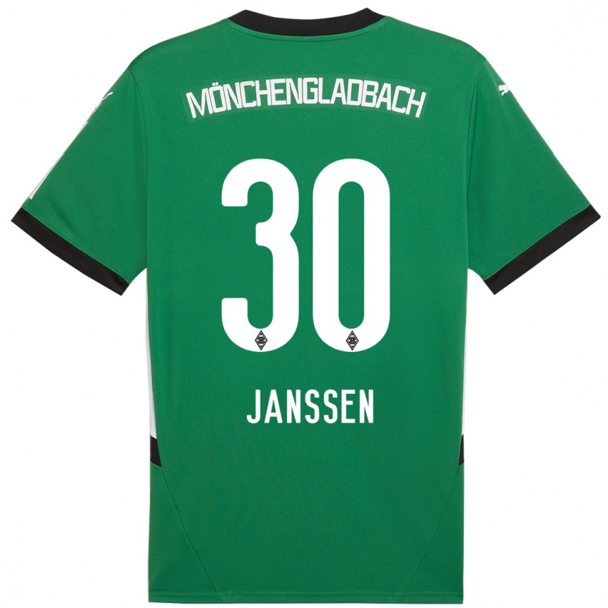 Kids Football Annalena Janssen #30 Green White Away Jersey 2024/25 T-Shirt