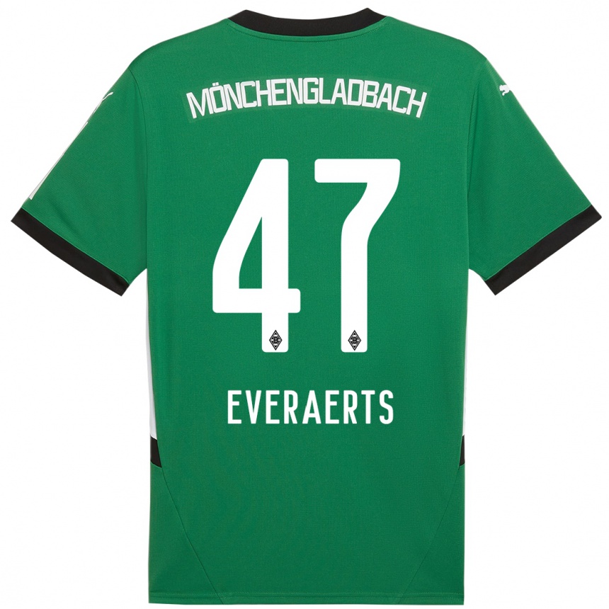 Kids Football Kim Everaerts #47 Green White Away Jersey 2024/25 T-Shirt