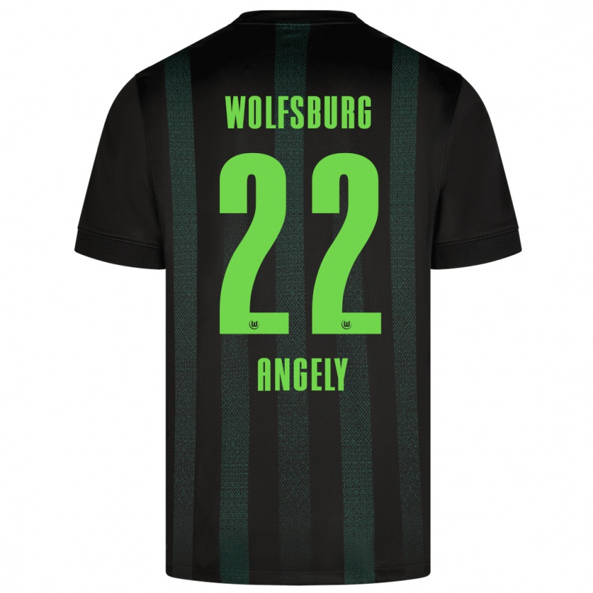 Kids Football Mathys Angély #22 Dark Green Away Jersey 2024/25 T-Shirt