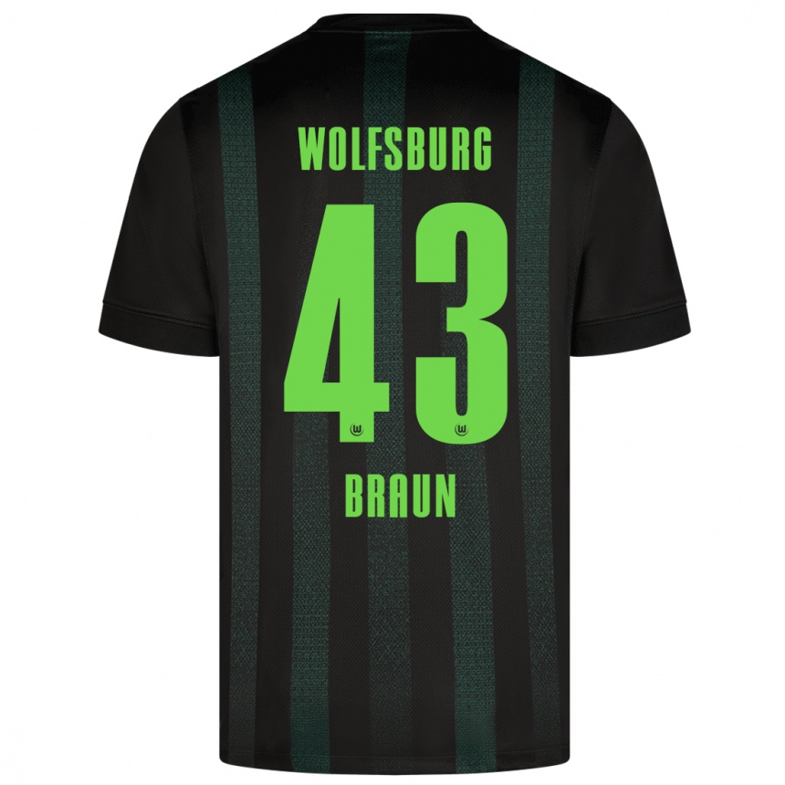 Kids Football Manuel Braun #43 Dark Green Away Jersey 2024/25 T-Shirt