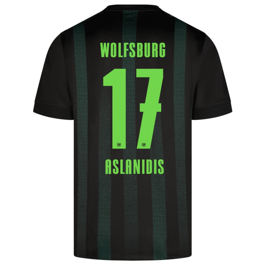 Kids Football Elijas Aslanidis #17 Dark Green Away Jersey 2024/25 T-Shirt