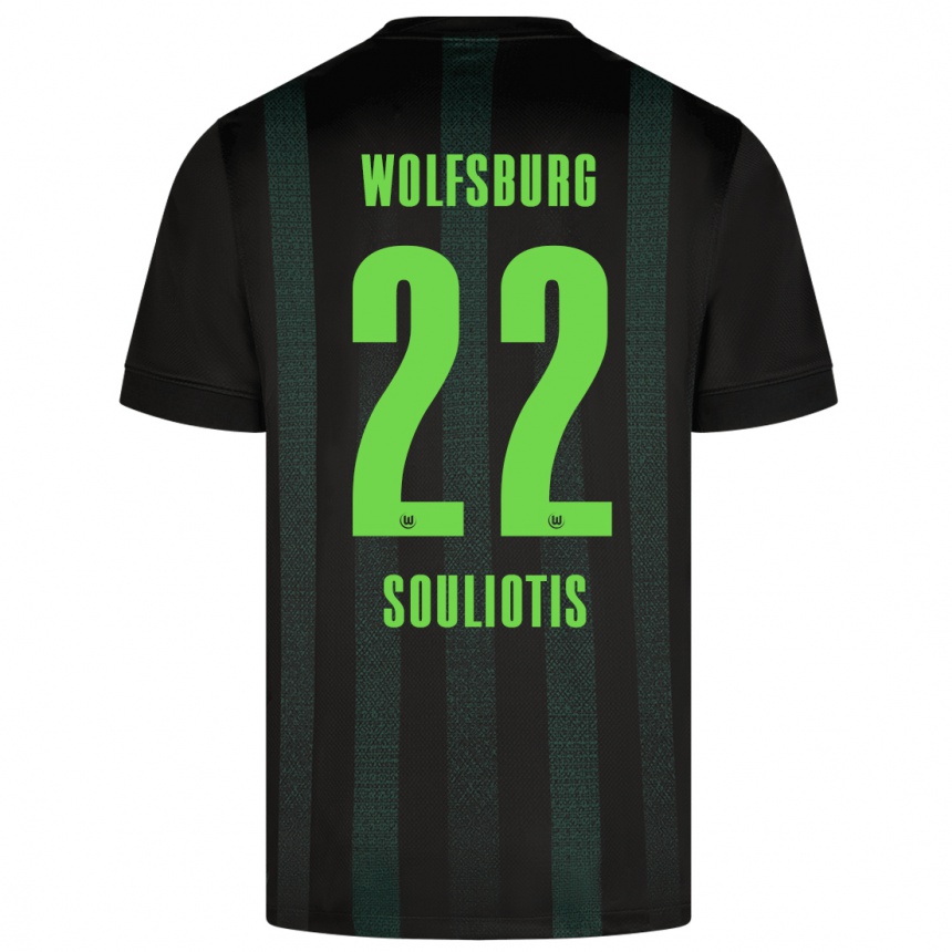 Kids Football Spyridon Souliotis #22 Dark Green Away Jersey 2024/25 T-Shirt