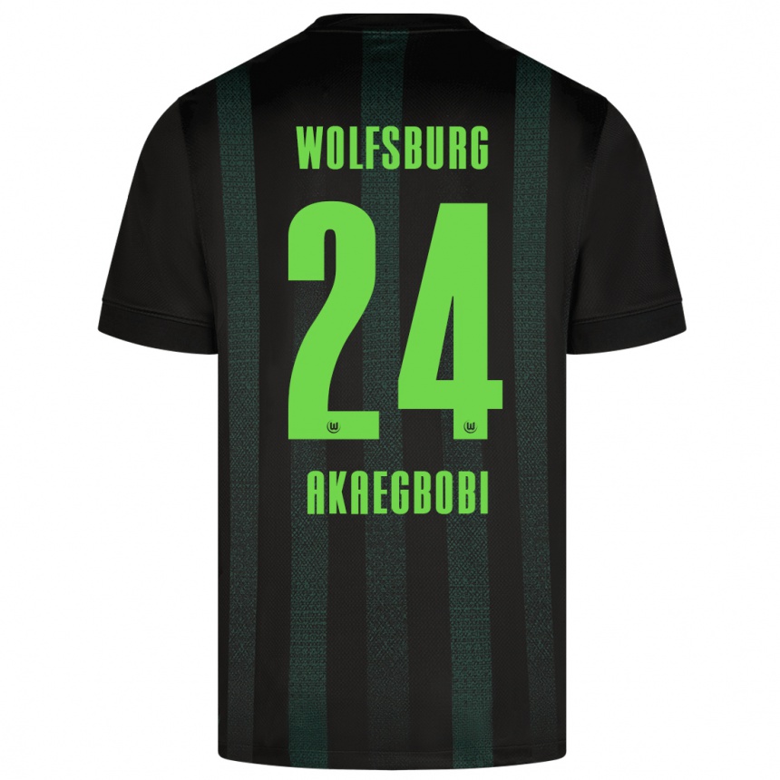 Kids Football Jonathan Akaegbobi #24 Dark Green Away Jersey 2024/25 T-Shirt