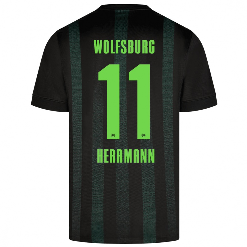 Kids Football Max Herrmann #11 Dark Green Away Jersey 2024/25 T-Shirt