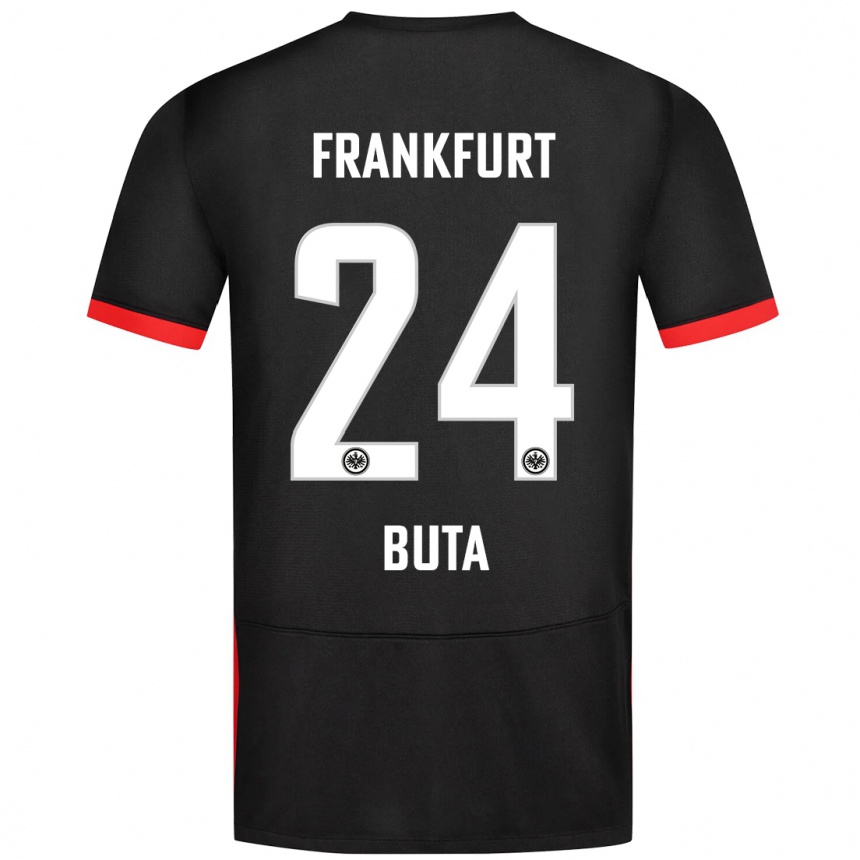 Kids Football Aurélio Buta #24 Black Away Jersey 2024/25 T-Shirt