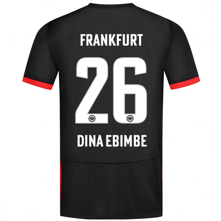 Kids Football Junior Dina Ebimbe #26 Black Away Jersey 2024/25 T-Shirt