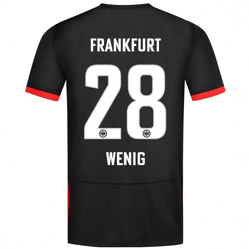 Kids Football Marcel Wenig #28 Black Away Jersey 2024/25 T-Shirt