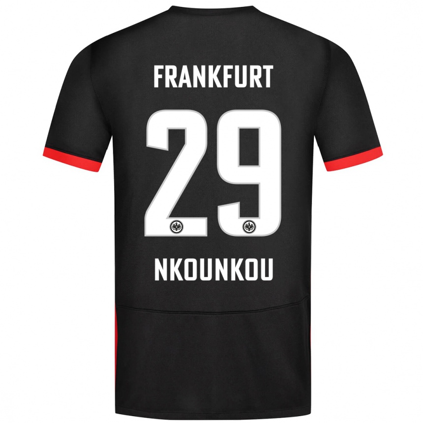 Kids Football Niels Nkounkou #29 Black Away Jersey 2024/25 T-Shirt