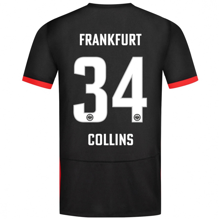 Kids Football Nnamdi Collins #34 Black Away Jersey 2024/25 T-Shirt