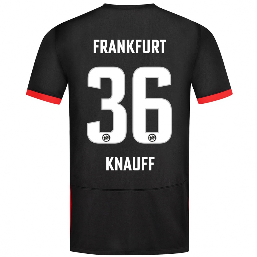 Kids Football Ansgar Knauff #36 Black Away Jersey 2024/25 T-Shirt