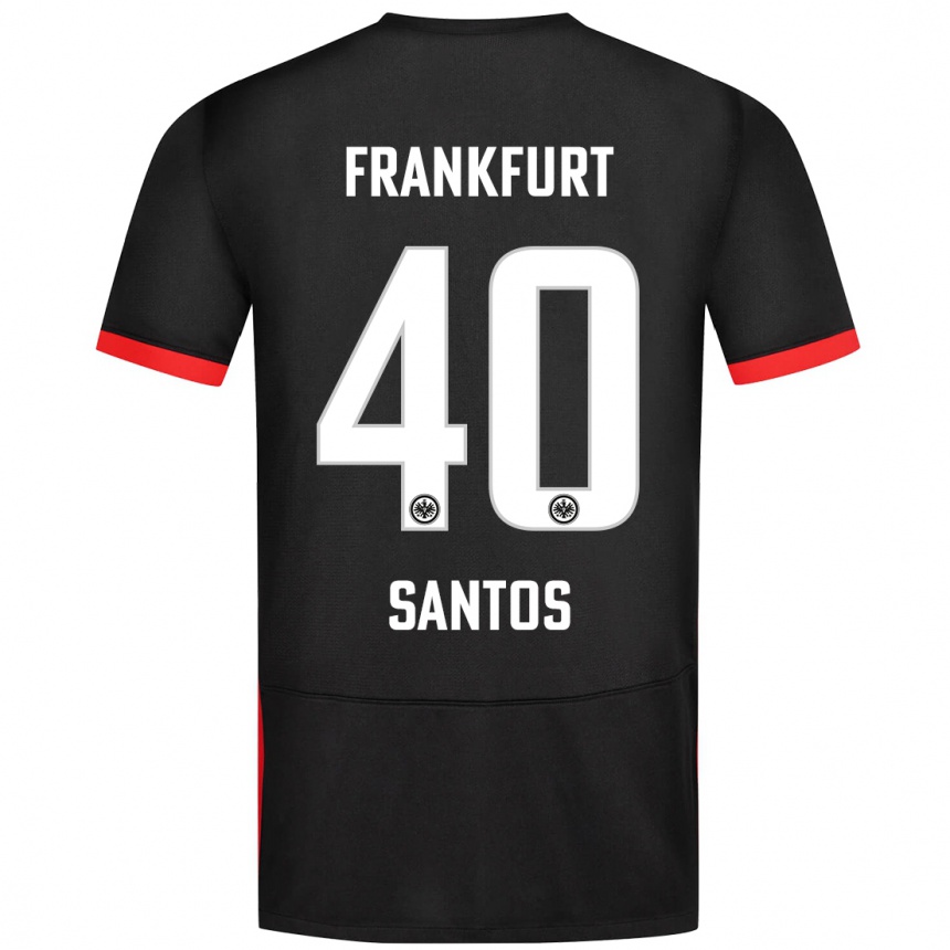 Kids Football Kauã Santos #40 Black Away Jersey 2024/25 T-Shirt