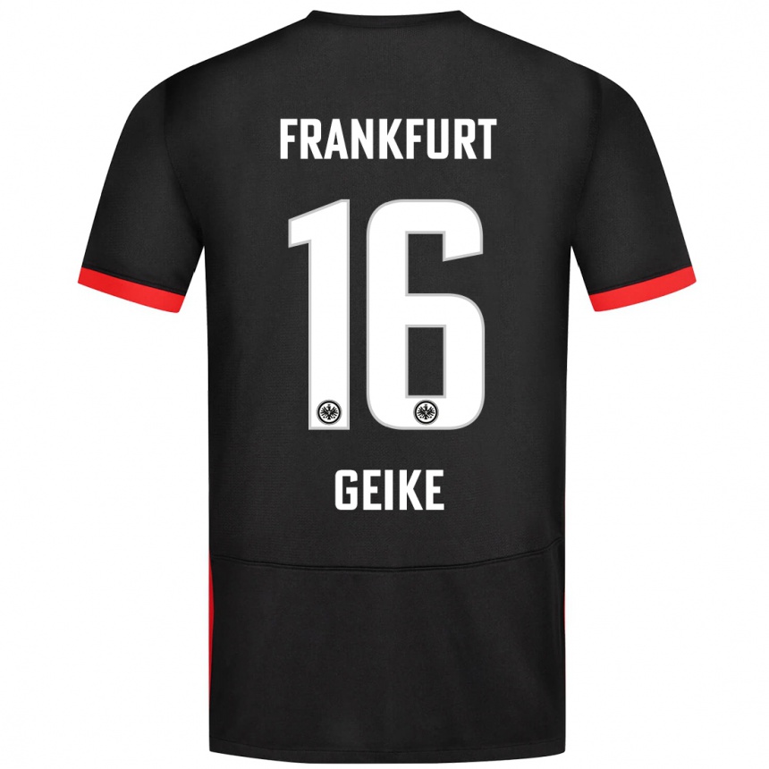 Kids Football Jonah Geike #16 Black Away Jersey 2024/25 T-Shirt