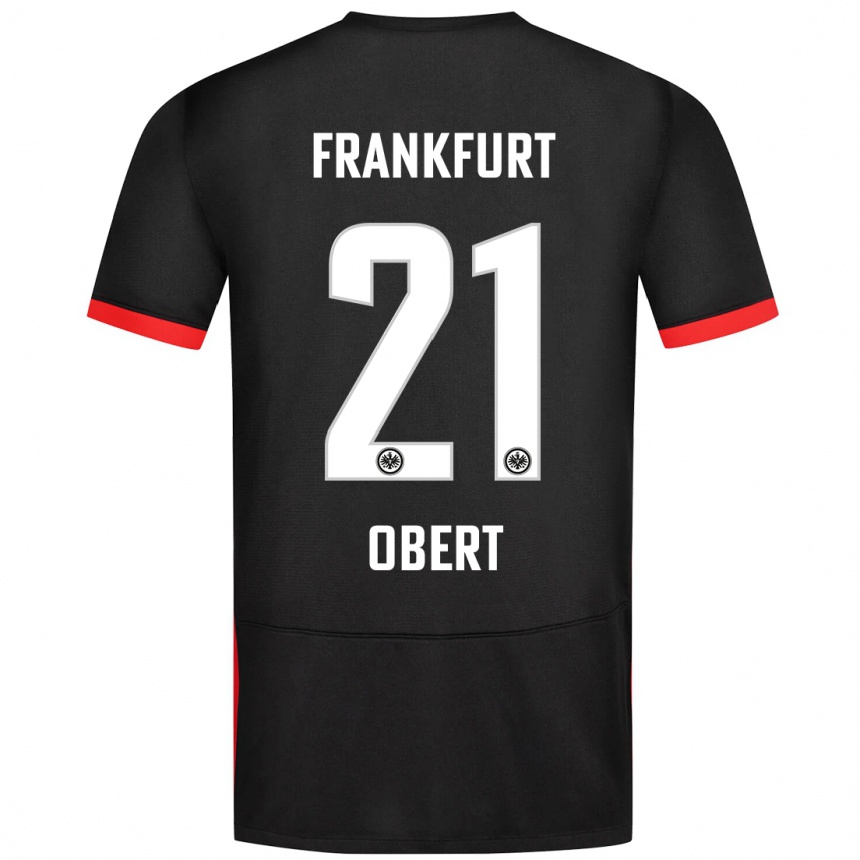 Kids Football Yuriy Obert #21 Black Away Jersey 2024/25 T-Shirt