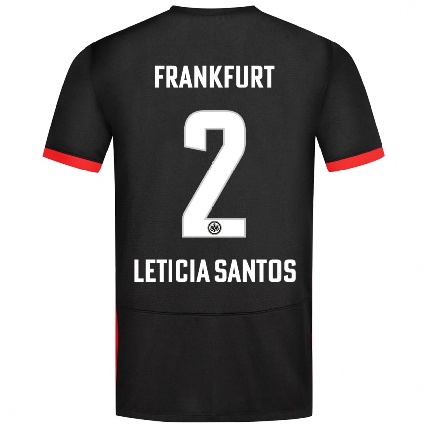 Kids Football Letícia Santos De Oliveira #2 Black Away Jersey 2024/25 T-Shirt